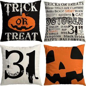New 4pcs Pack 18"x18" Halloween Decorative Throw Pillow Cases